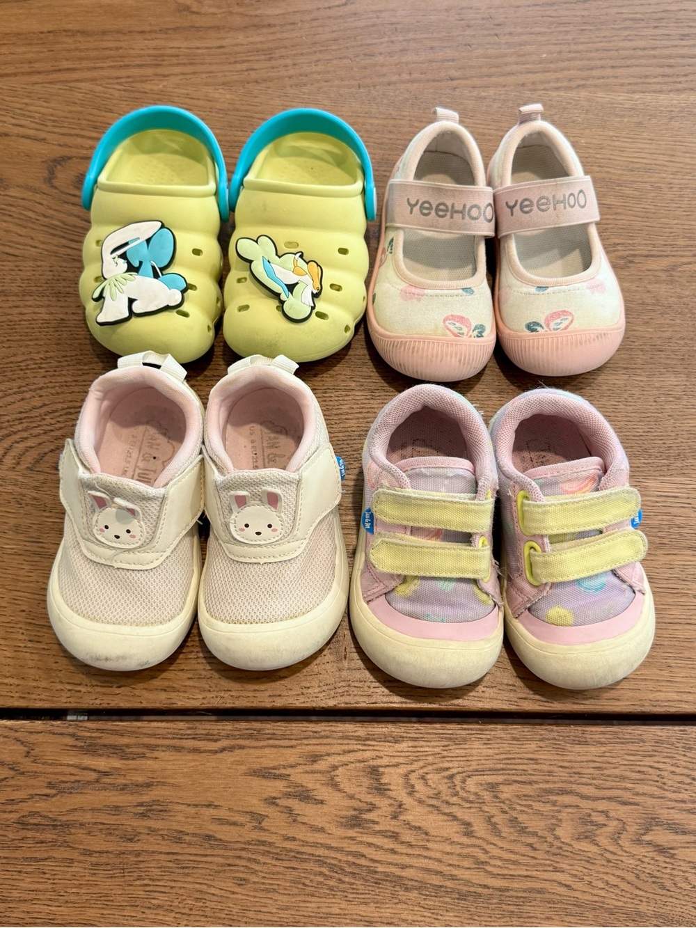 4 Pairs of Toddler Girl Shoes Bundle US 6 – Jan & Jul, Yeehoo & Babycare